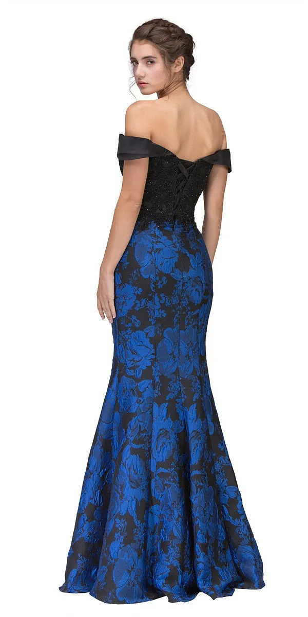 Eureka 6222 Off-the-Shoulder Floral Printed Gown