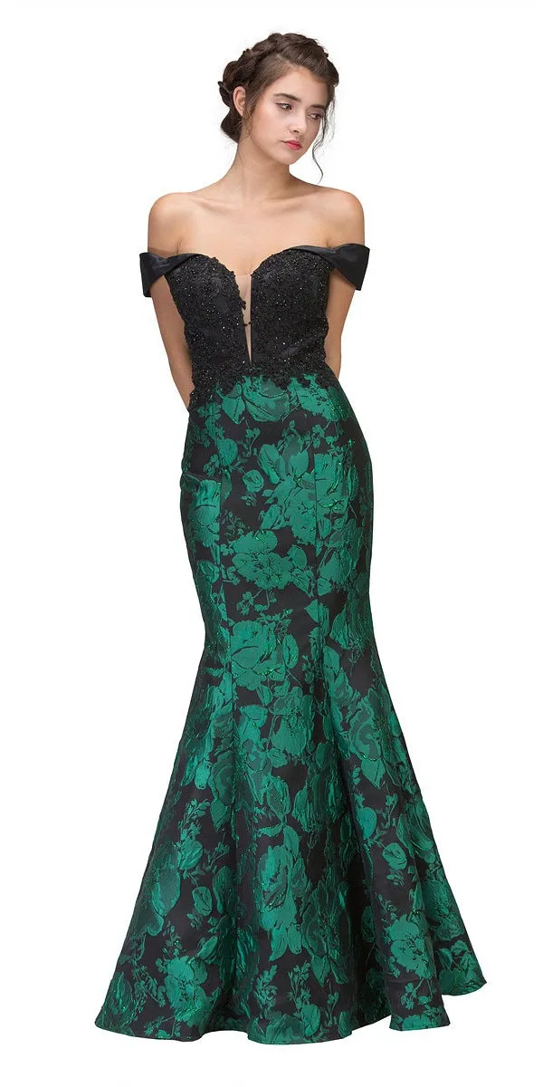Eureka 6222 Off-the-Shoulder Floral Printed Gown