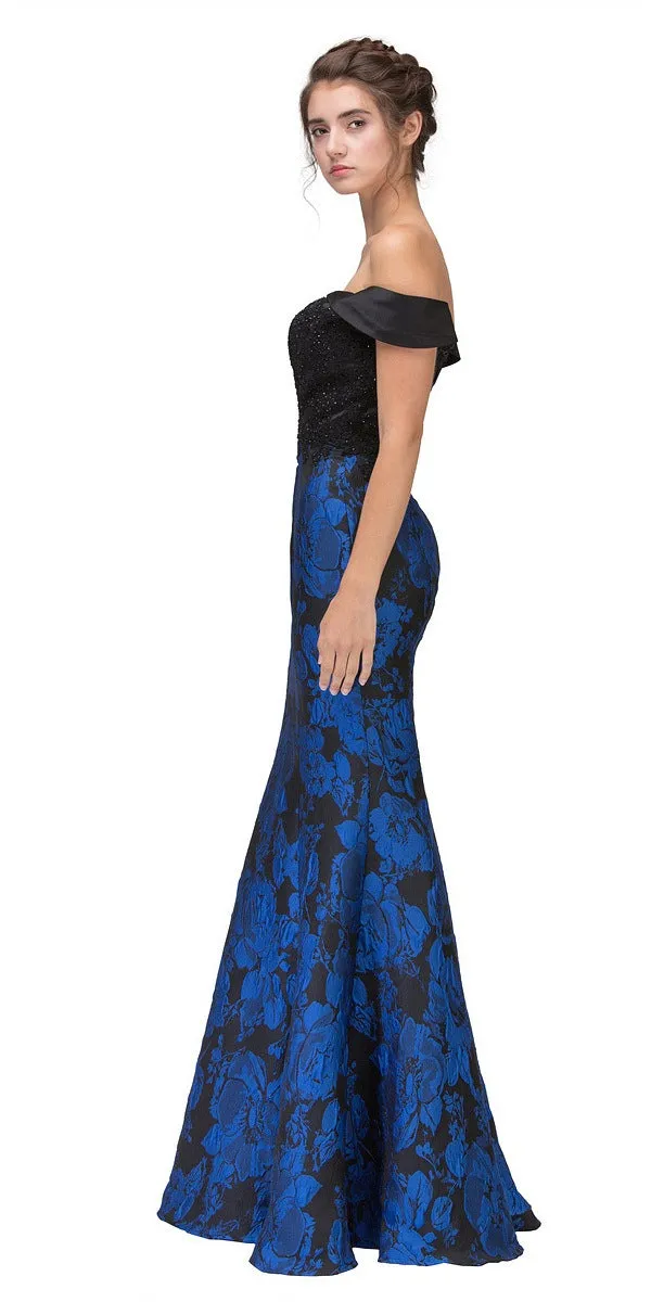 Eureka 6222 Off-the-Shoulder Floral Printed Gown