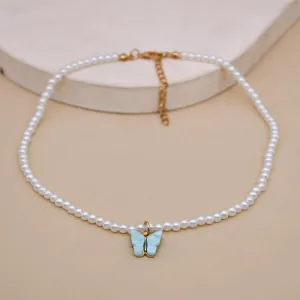 European And American Opal Bow Knot Pearl Necklace Women