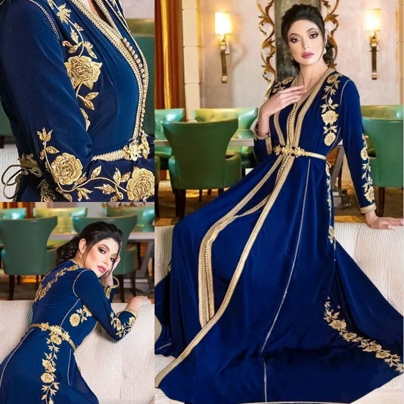 Evening Dresses Embroidery Appliques Muslim  Arabic Party Dress