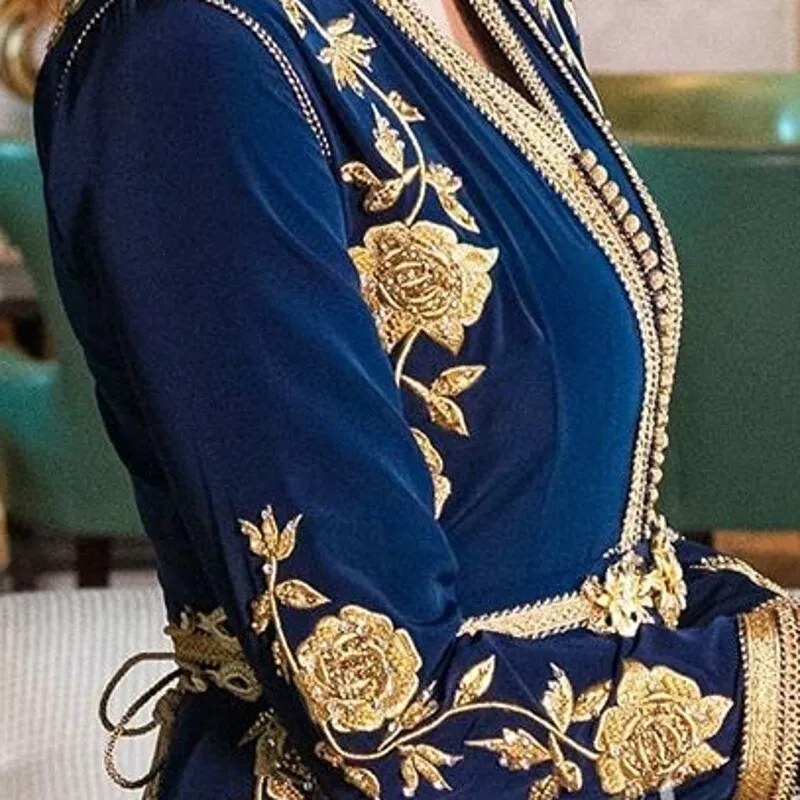 Evening Dresses Embroidery Appliques Muslim  Arabic Party Dress