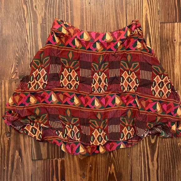 FARM RIO ODALYS Mini Skirt Red and Orange Boho Style