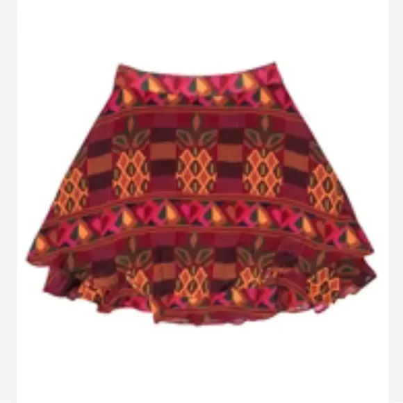 FARM RIO ODALYS Mini Skirt Red and Orange Boho Style