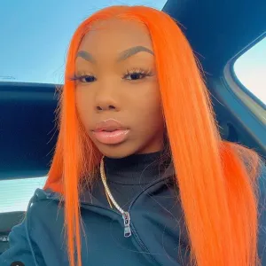 Fashion Peruvian Hair Lace Front Fall Orange Color Styled Wig