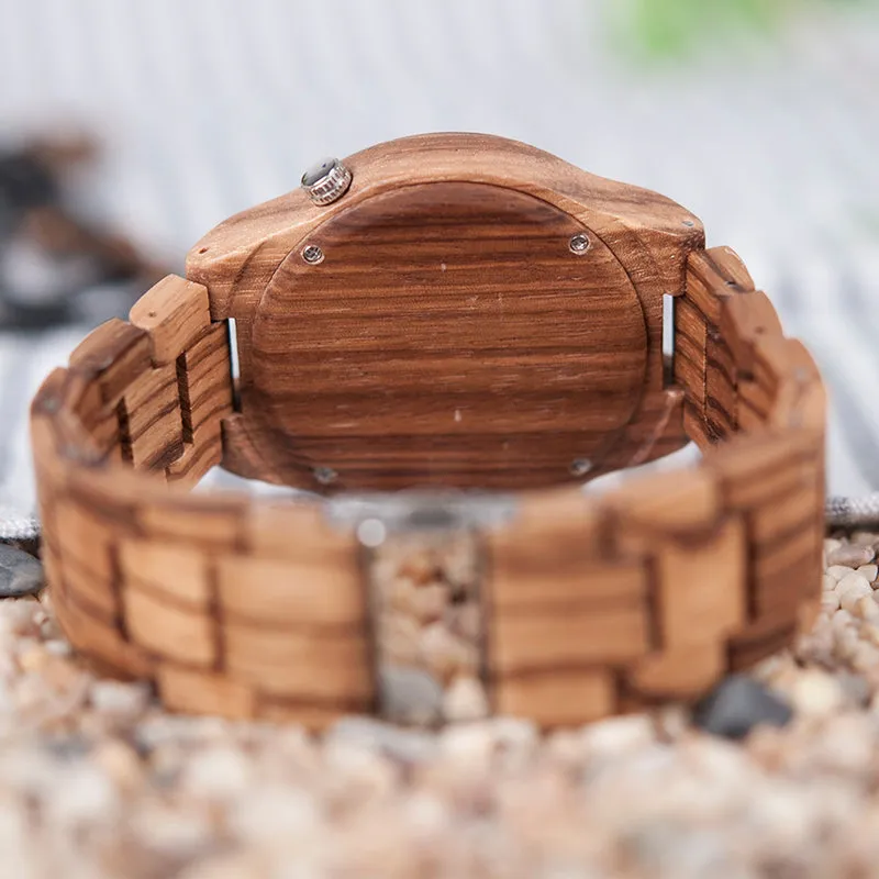 Fashion Roman Numerals Zebra Wooden Watch in Gift Box
