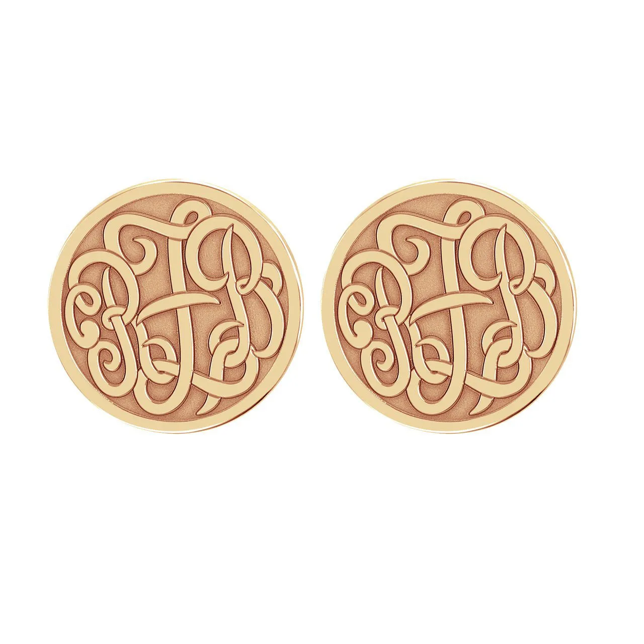 Fink's 20mm Classic Recessed Monogram Stud Earrings