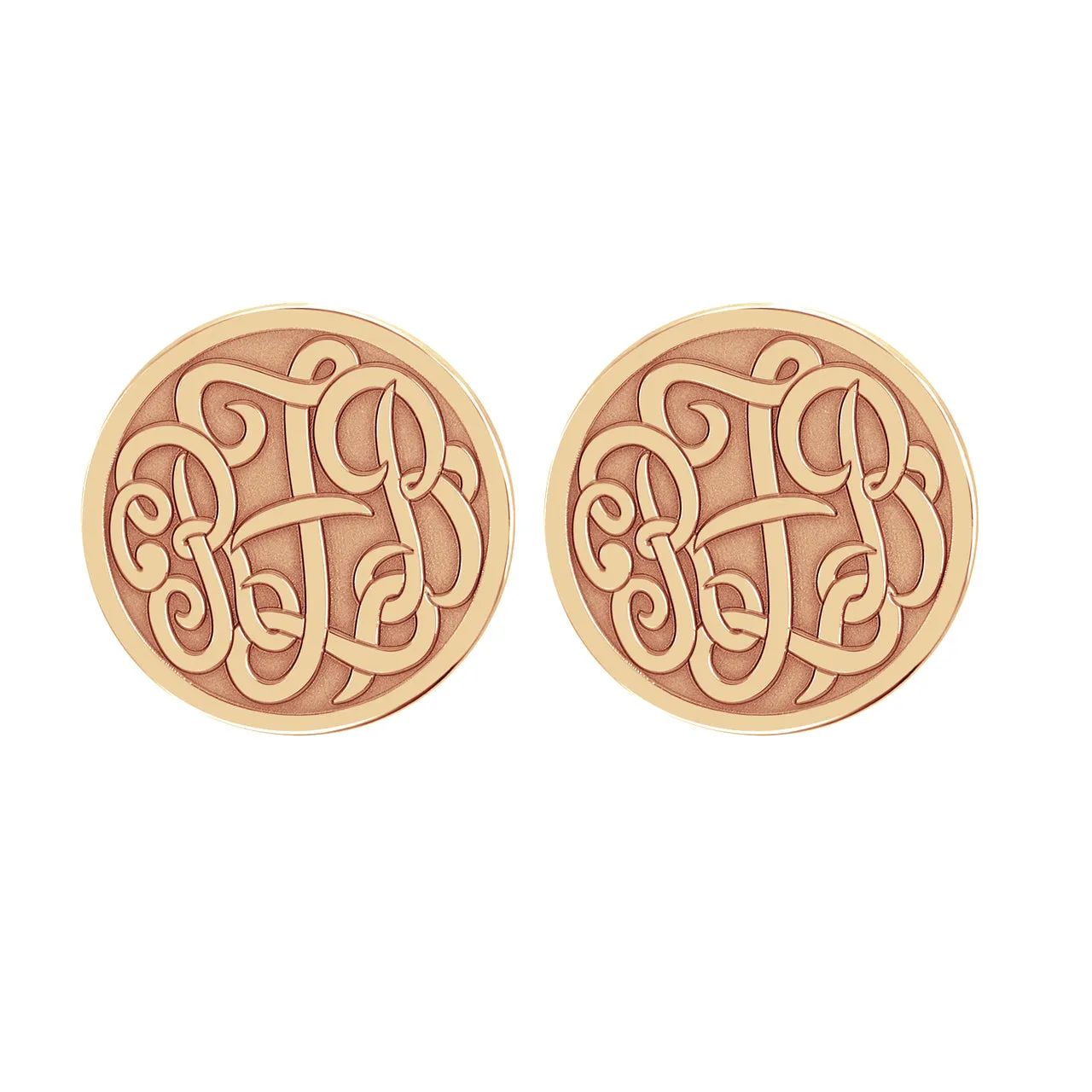 Fink's 20mm Classic Recessed Monogram Stud Earrings