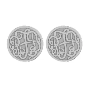 Fink's 20mm Classic Recessed Monogram Stud Earrings