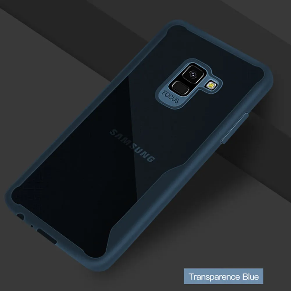 For Samsung A6 2018 Eurasia Edition Ultra Slim Translucent Back Cover Non-slip Shockproof TPU Full Protective Case  Transparent Blue