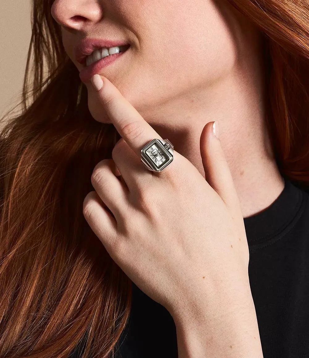 Fossil clock ring raquel 14mm silver quartz steel ES5344