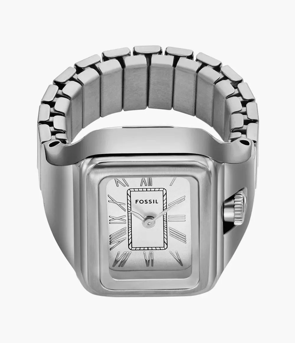 Fossil clock ring raquel 14mm silver quartz steel ES5344