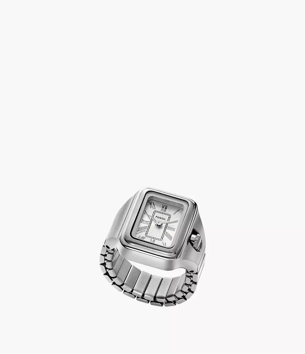 Fossil clock ring raquel 14mm silver quartz steel ES5344