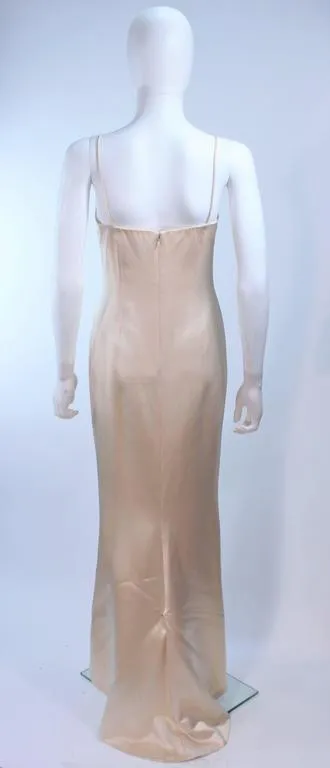 FRED HAYMAN Off White Wool and Silk Top Stitch Gown Size 6-8