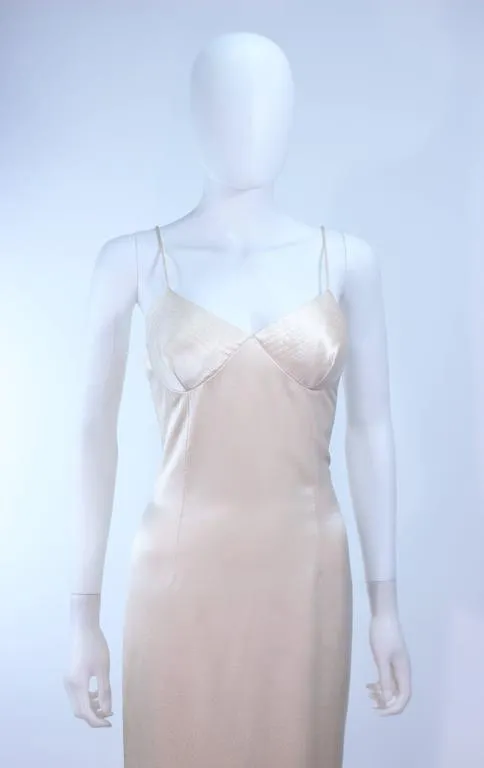 FRED HAYMAN Off White Wool and Silk Top Stitch Gown Size 6-8