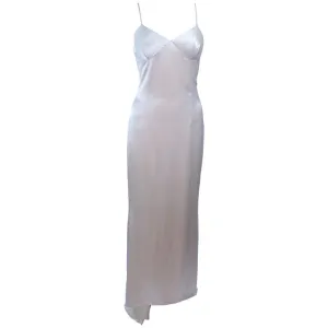 FRED HAYMAN Off White Wool and Silk Top Stitch Gown Size 6-8