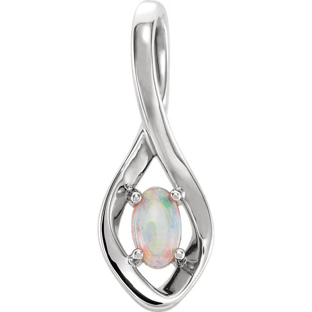 Freeform Infinity Inspired Genuine Opal Pendant or Necklace