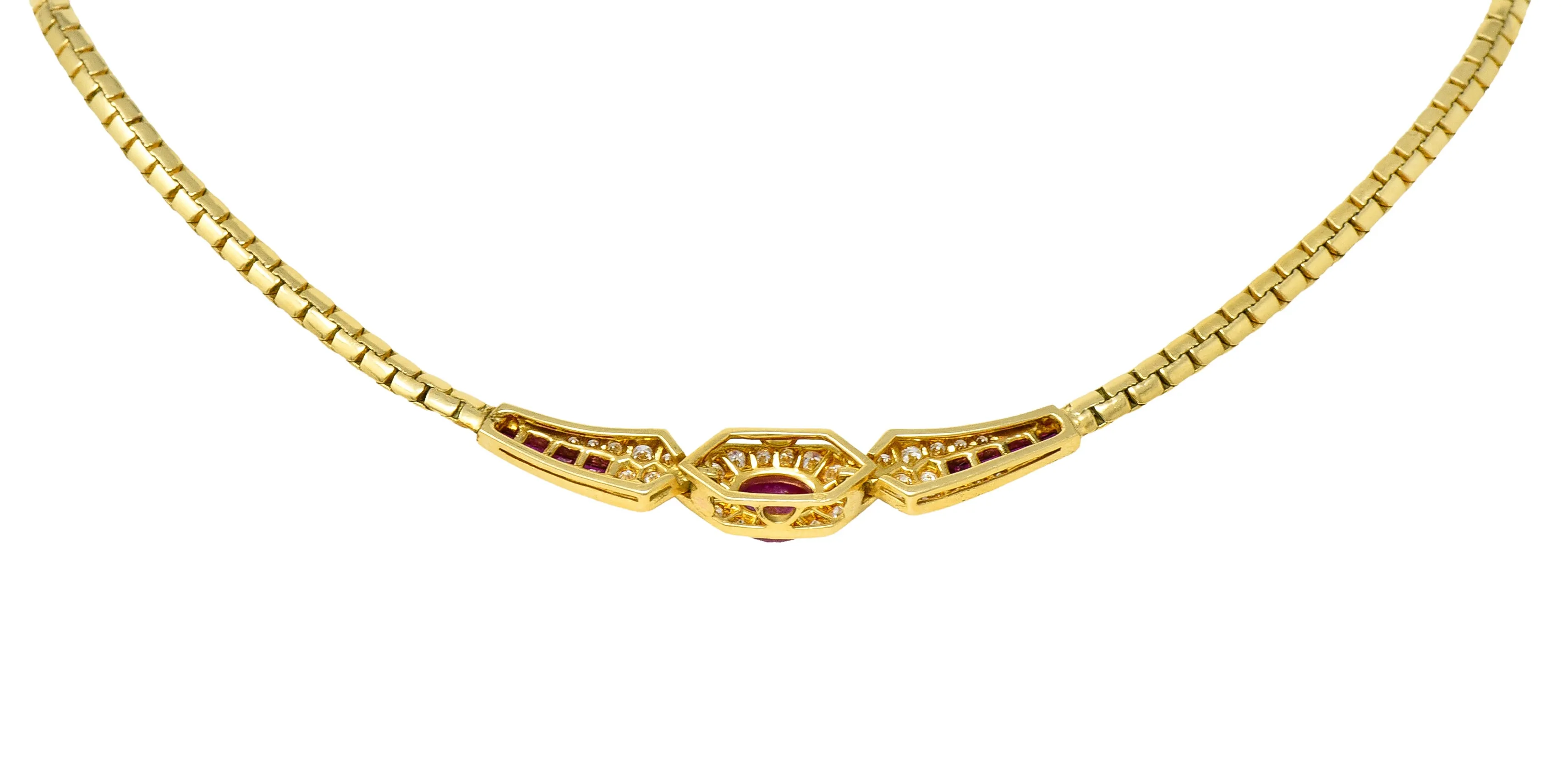 French Ruby Diamond 18 Karat Yellow Gold Collar Necklace