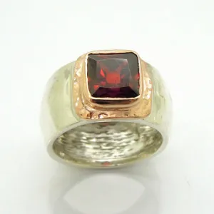 Garnet Ring 9k Gold Sterling Silver  6,7,8,9,9.5 Handmade Hadar Designers  (I r80)