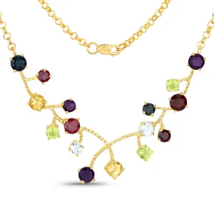 Genuine Multi Stones BIB Necklace Silver