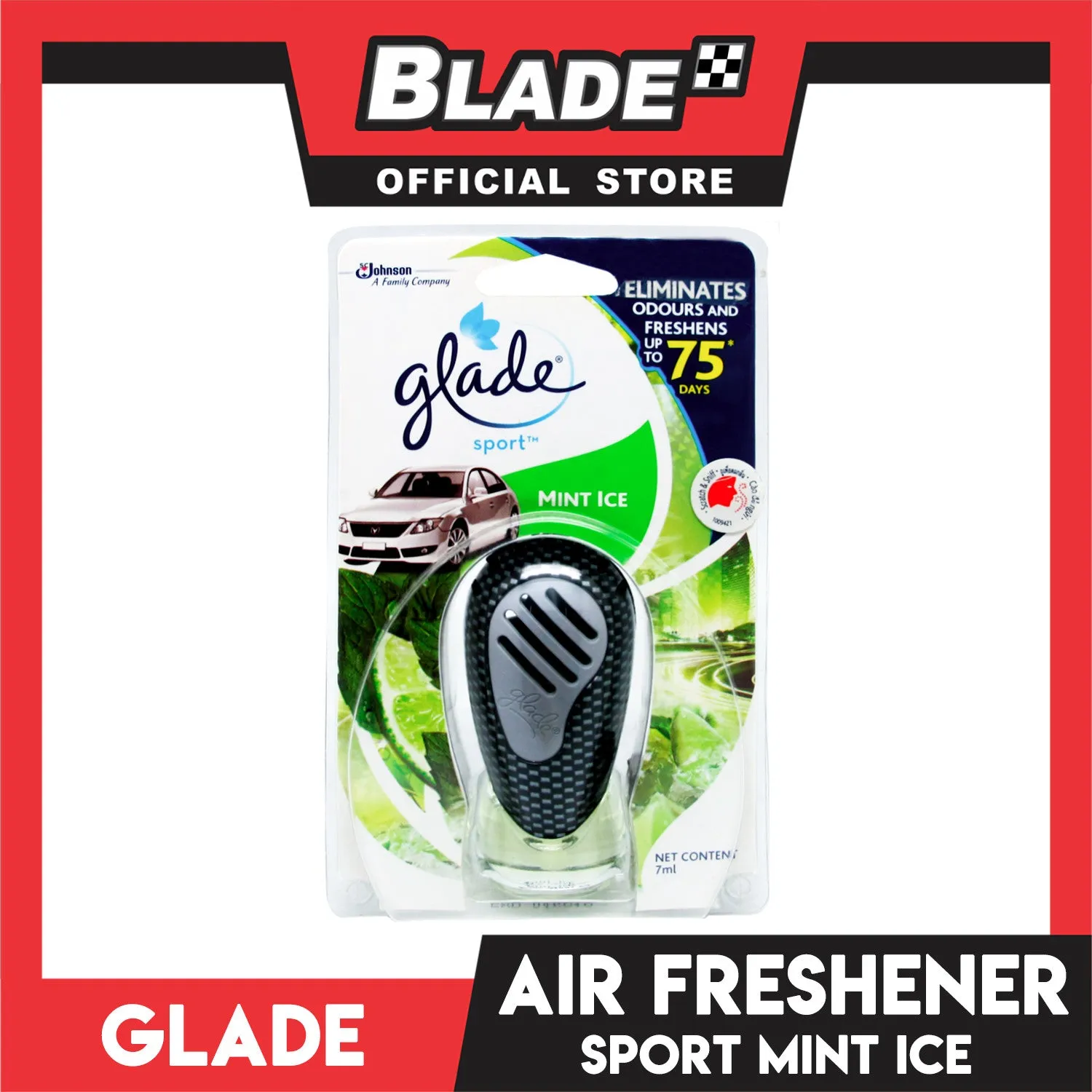 Glade Sport Primary Car Air Freshener 7ml (Mint Ice)