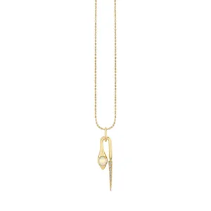 Gold, Diamond & Opal Hanging Snake Pendant