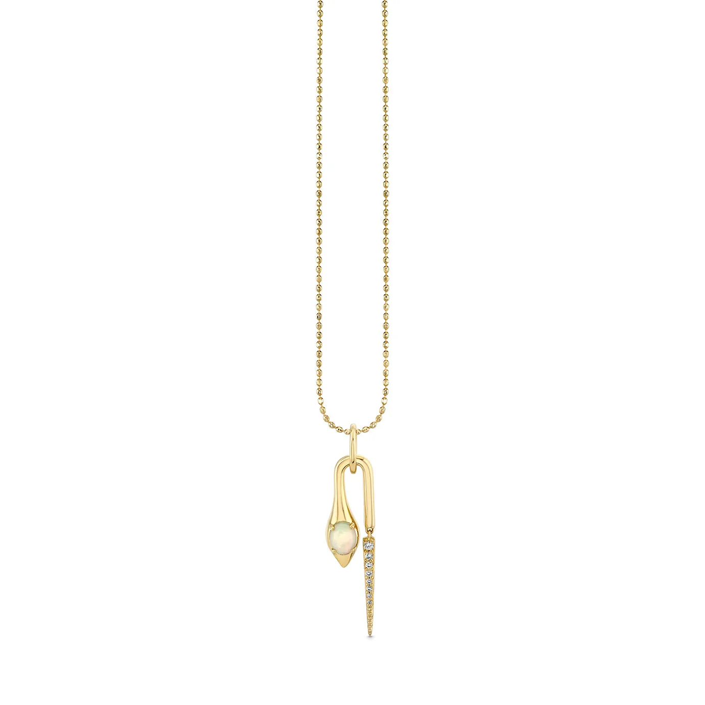 Gold, Diamond & Opal Hanging Snake Pendant