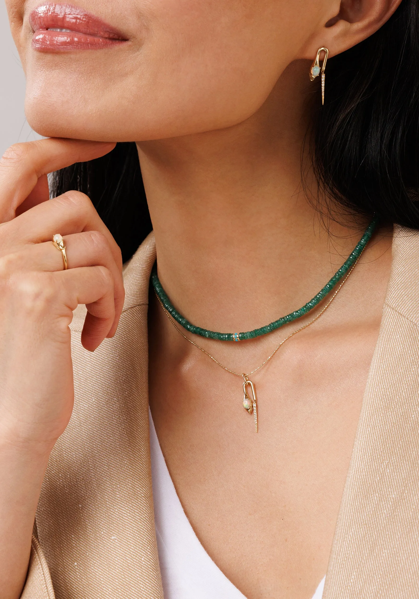 Gold, Diamond & Opal Hanging Snake Pendant