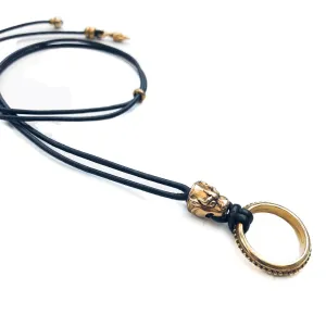 Gold Foo Dog Eyering Necklace
