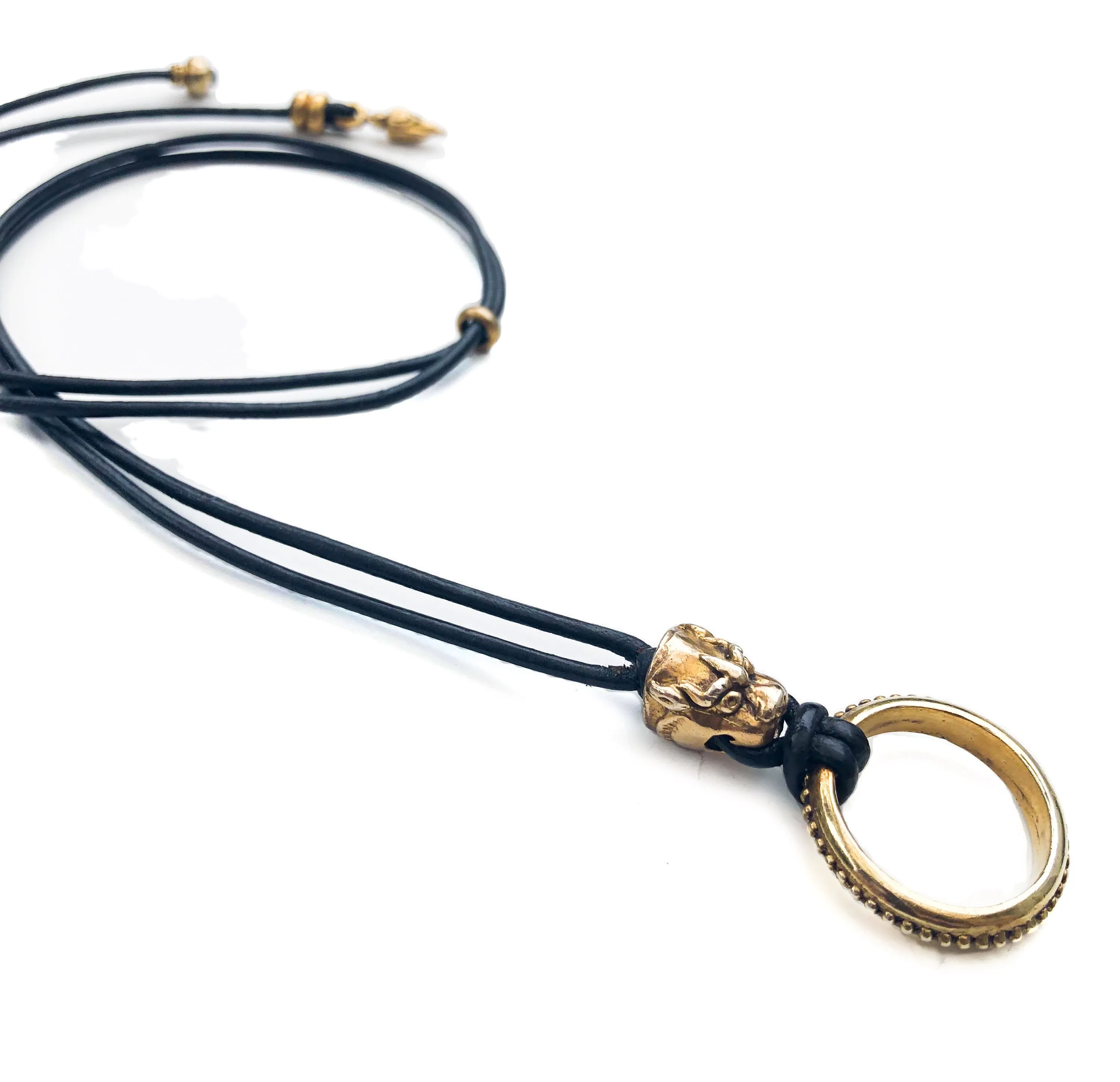 Gold Foo Dog Eyering Necklace