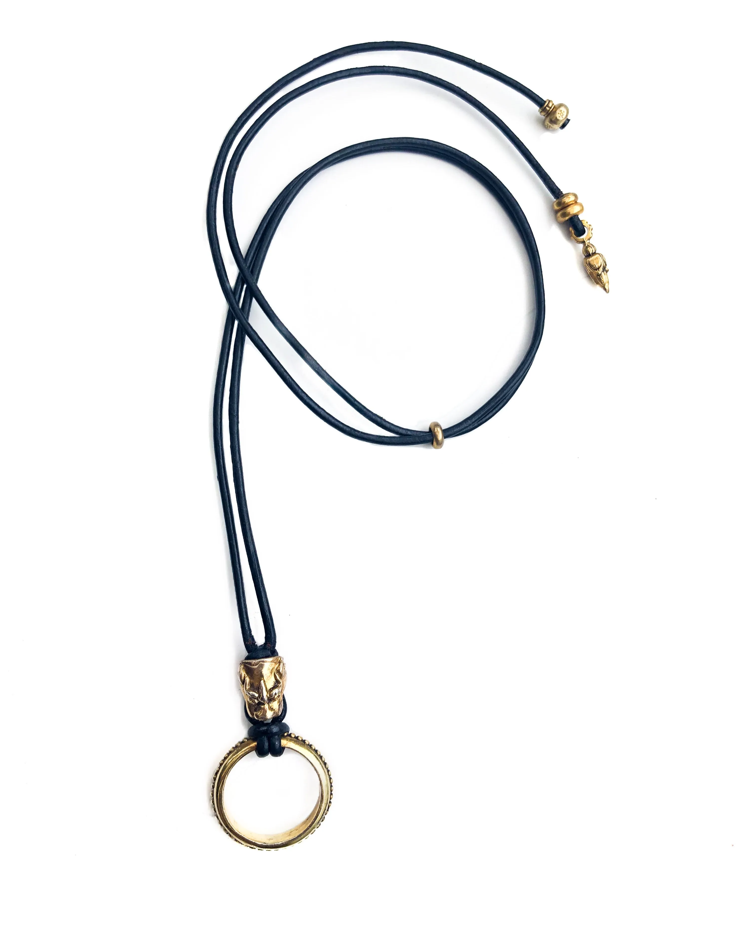 Gold Foo Dog Eyering Necklace