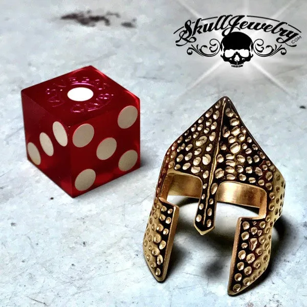 Gold-Tone 'Spartan Mask' Stainless Steel Ring (#333)