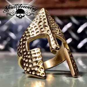 Gold-Tone 'Spartan Mask' Stainless Steel Ring (#333)