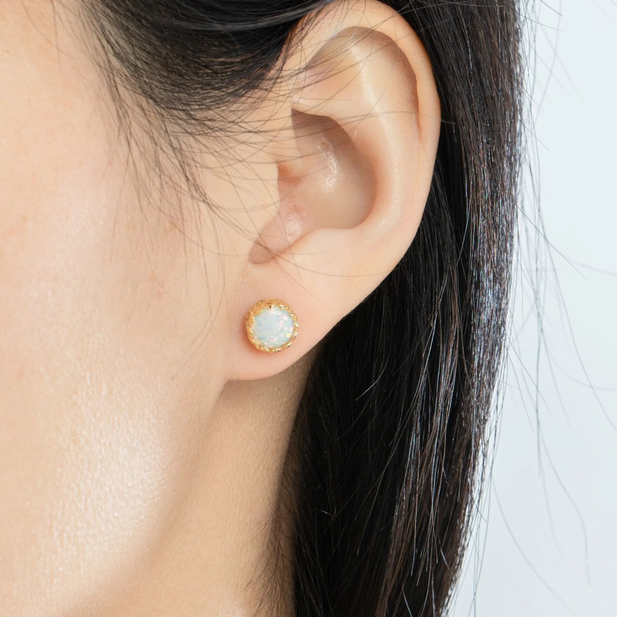 Golden Crowned Opal Stud Earrings