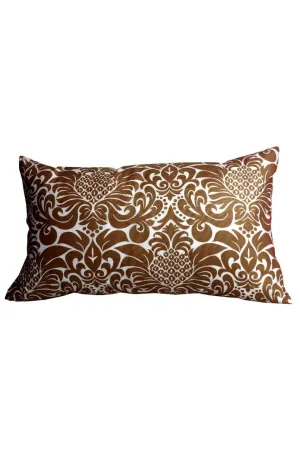 gracious chocolate brown printed cloth 12" x 20" pillow covers
