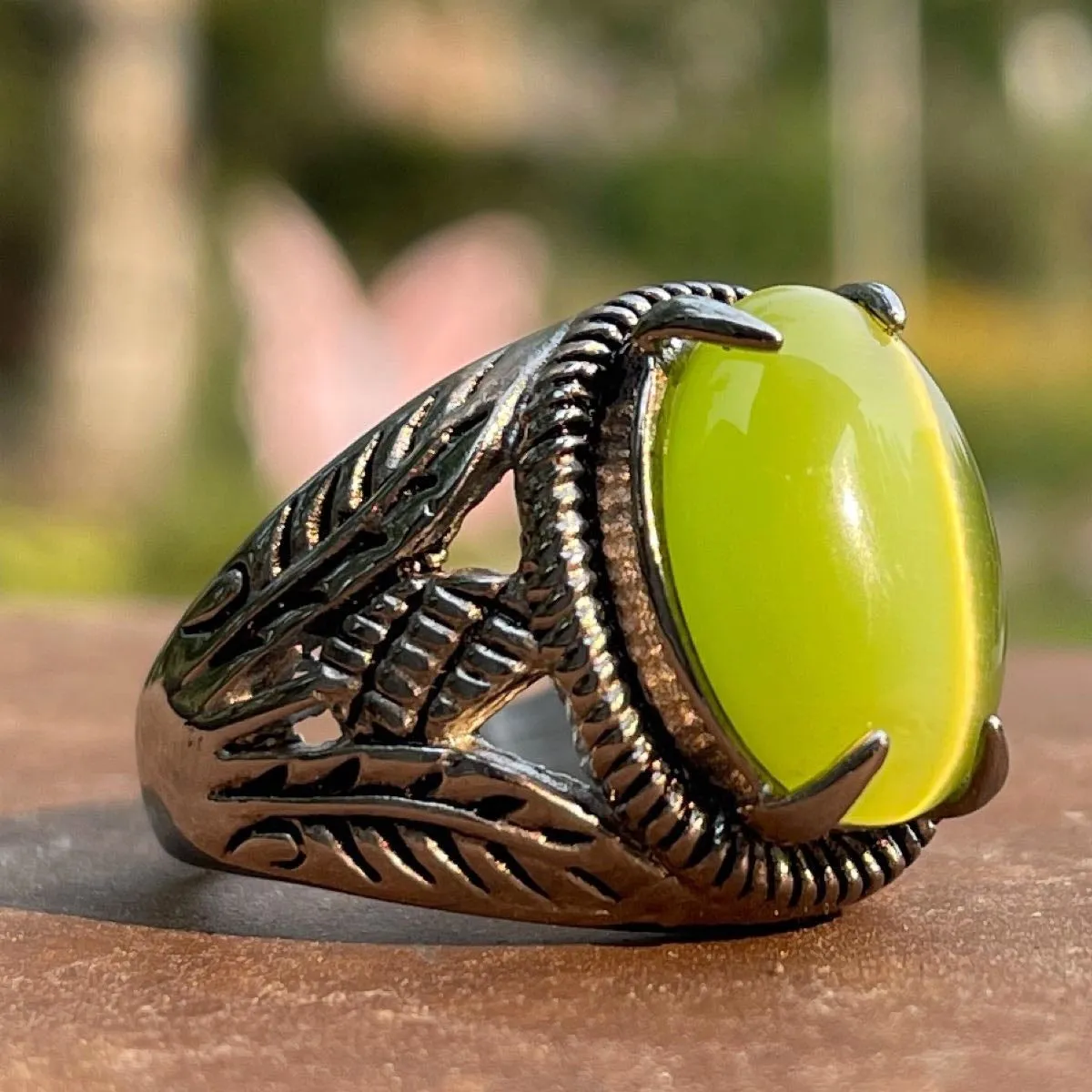 'Green Manalishi' Stainless Steel Ring (#680)