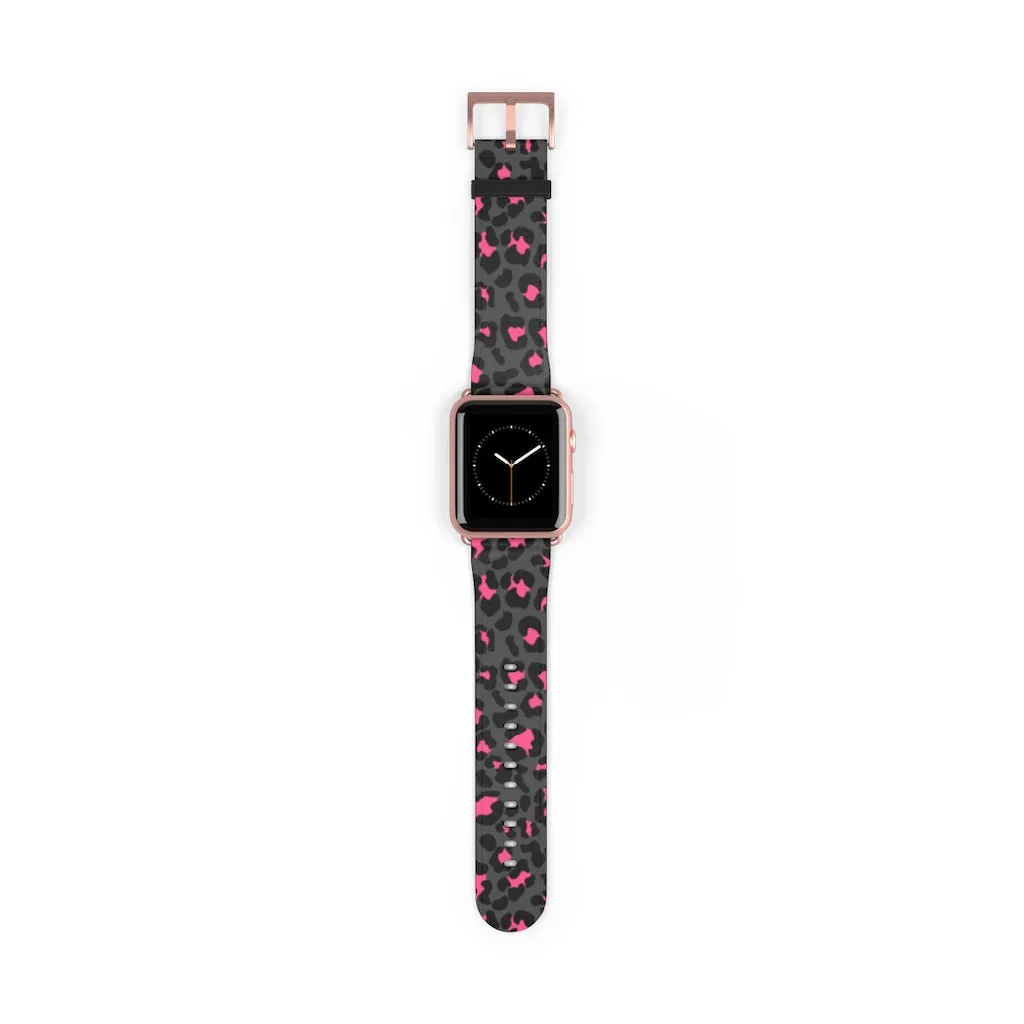 Grey Leopard Print Watch Band / Faux Leather Apple Watch Band / Series 1, 2, 3, 4, 5