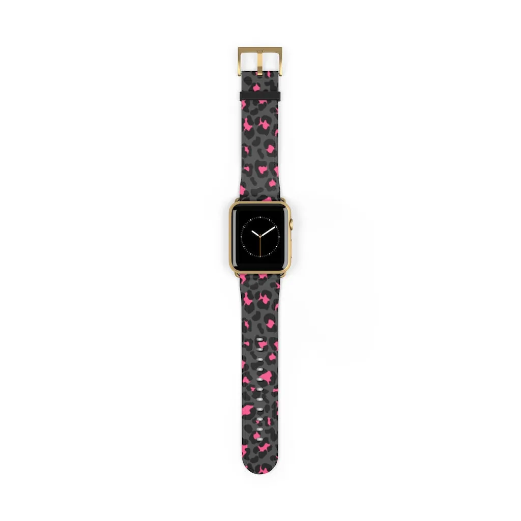 Grey Leopard Print Watch Band / Faux Leather Apple Watch Band / Series 1, 2, 3, 4, 5