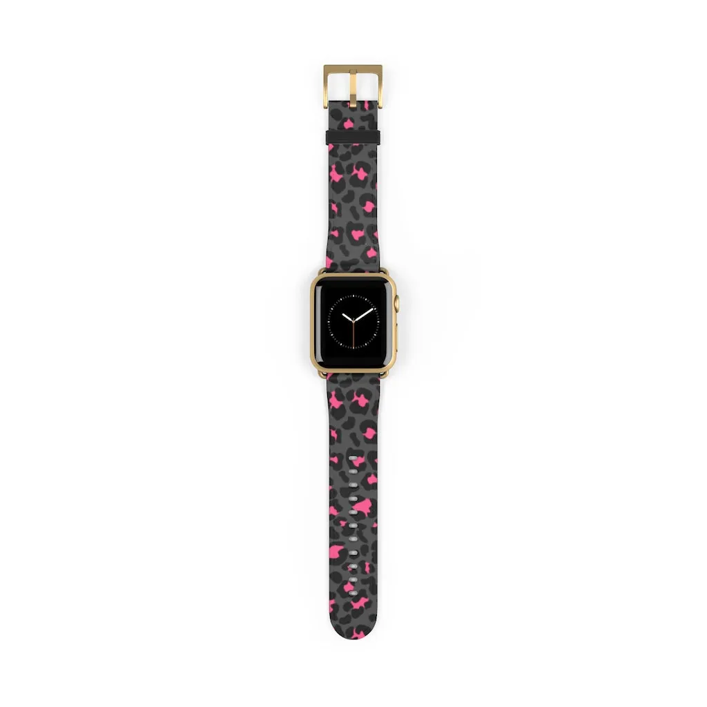 Grey Leopard Print Watch Band / Faux Leather Apple Watch Band / Series 1, 2, 3, 4, 5