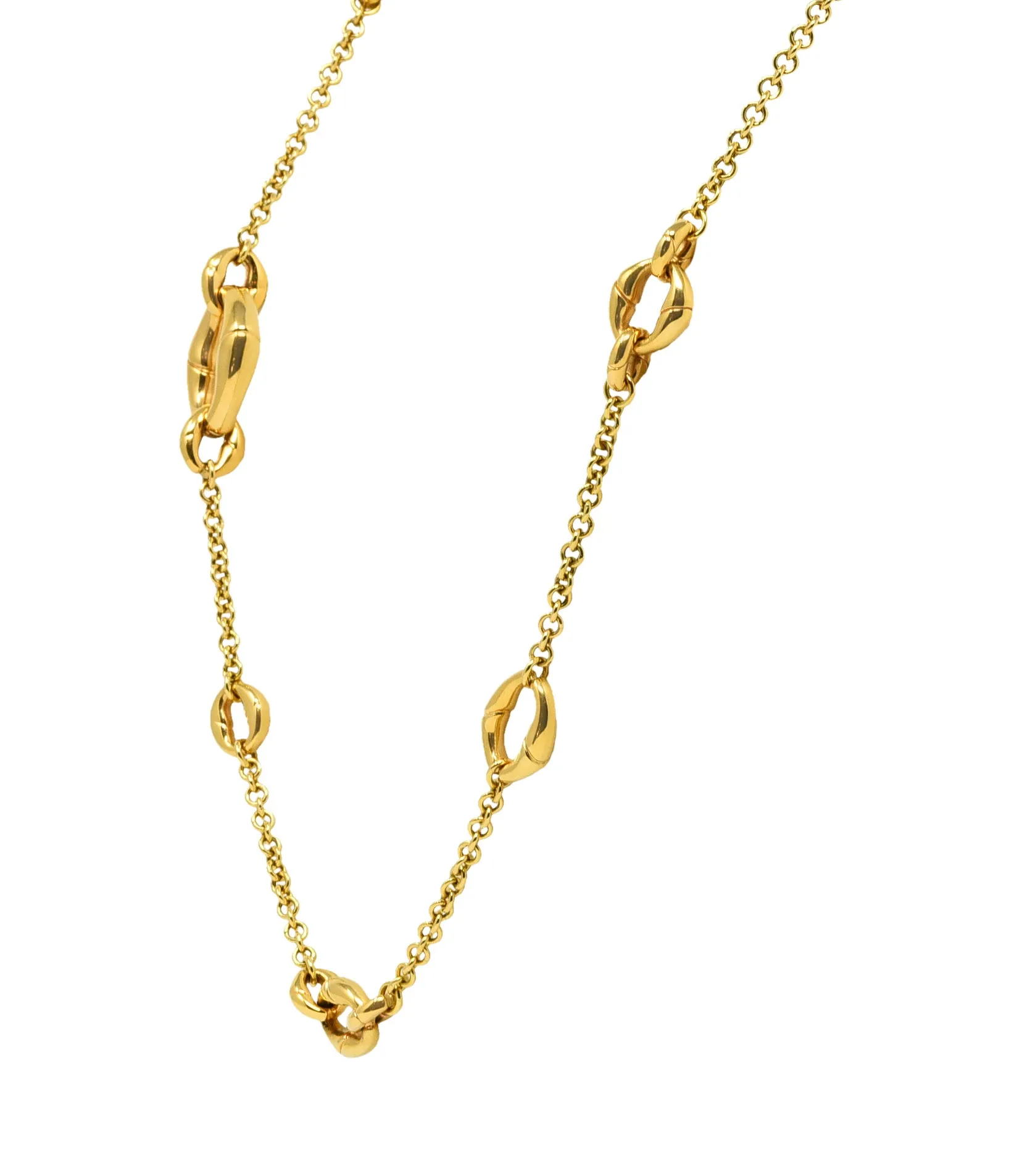 Gucci 18 Karat Gold Bamboo Link Station Necklace
