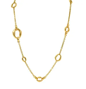 Gucci 18 Karat Gold Bamboo Link Station Necklace
