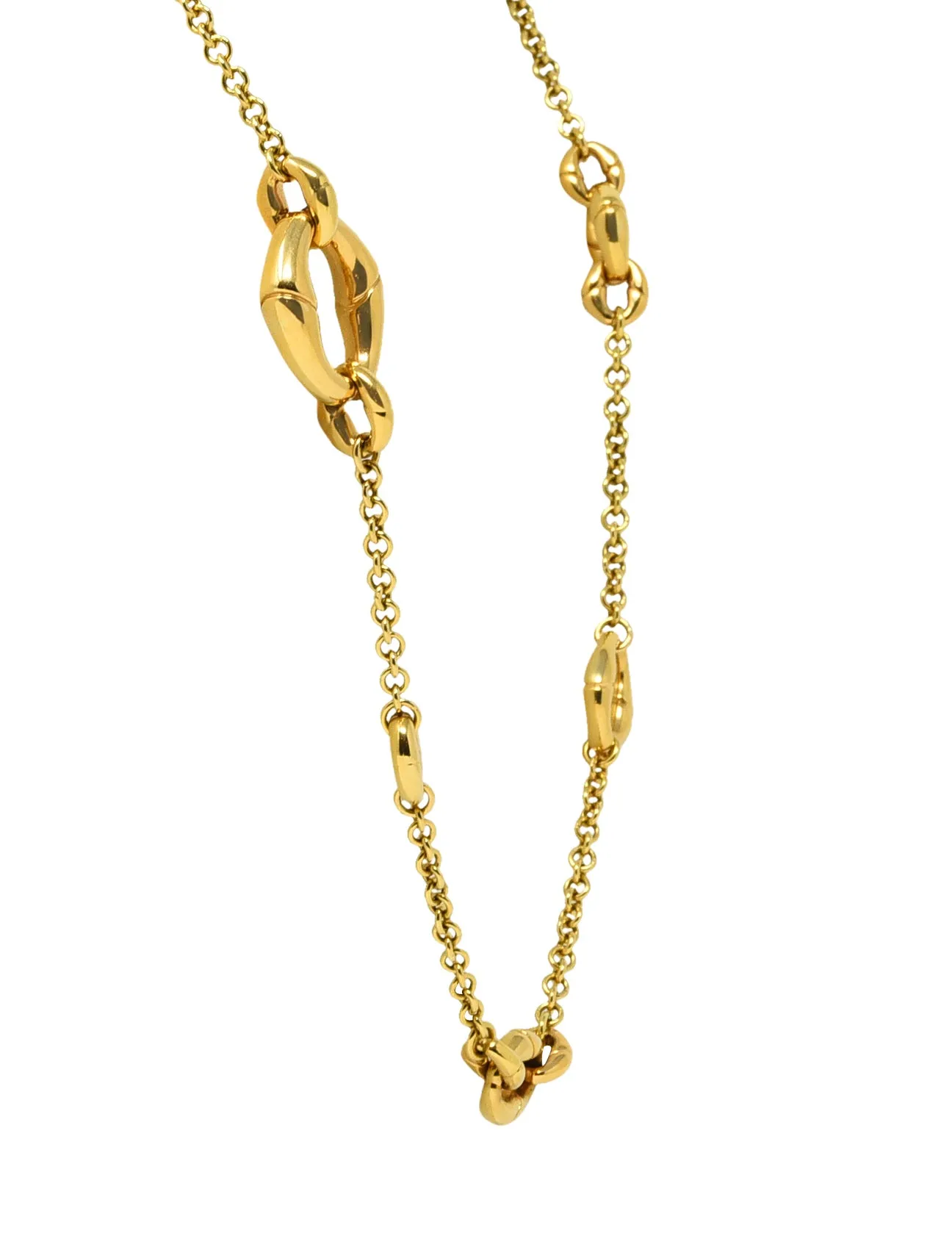 Gucci 18 Karat Gold Bamboo Link Station Necklace