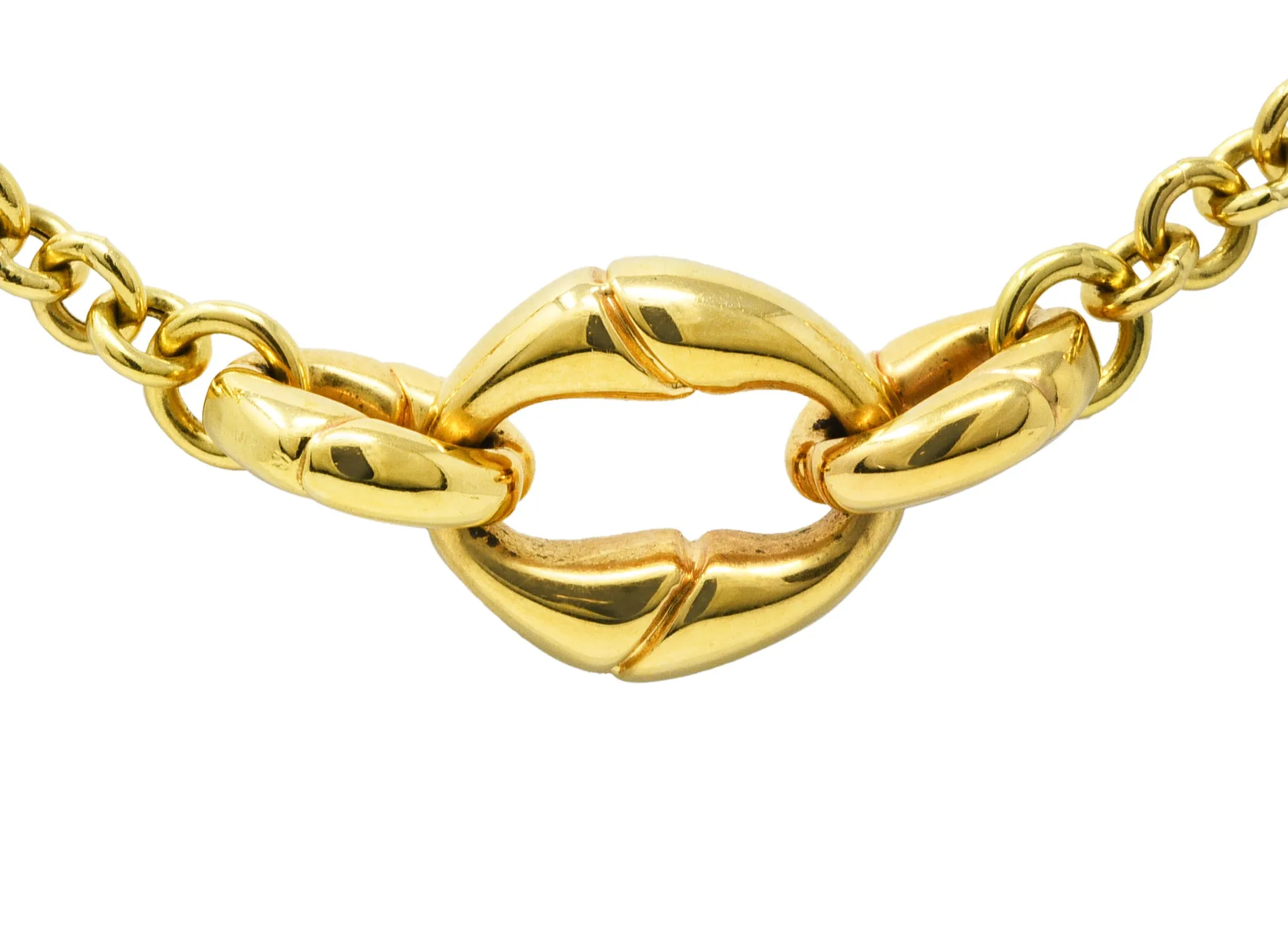 Gucci 18 Karat Gold Bamboo Link Station Necklace