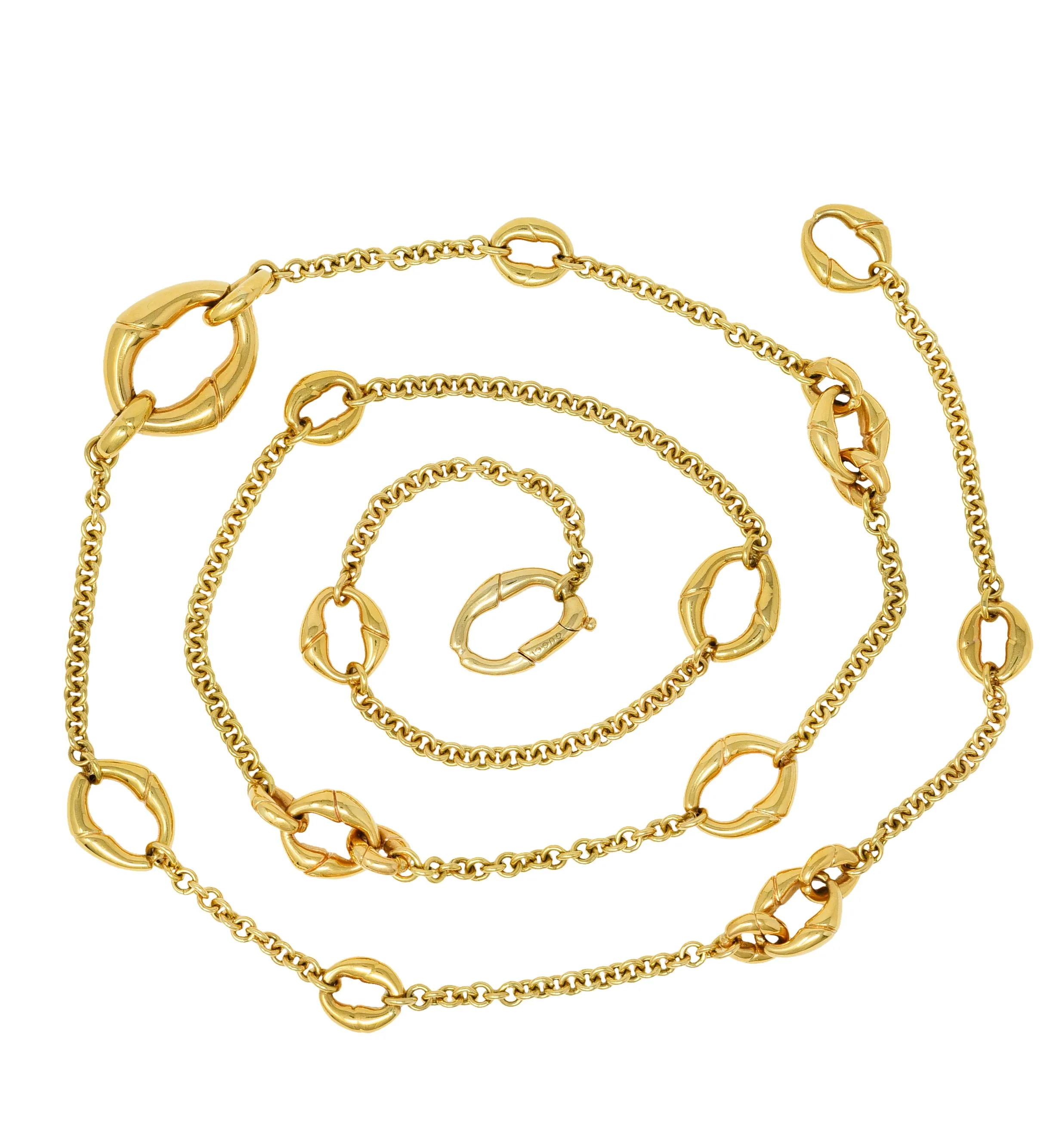 Gucci 18 Karat Gold Bamboo Link Station Necklace