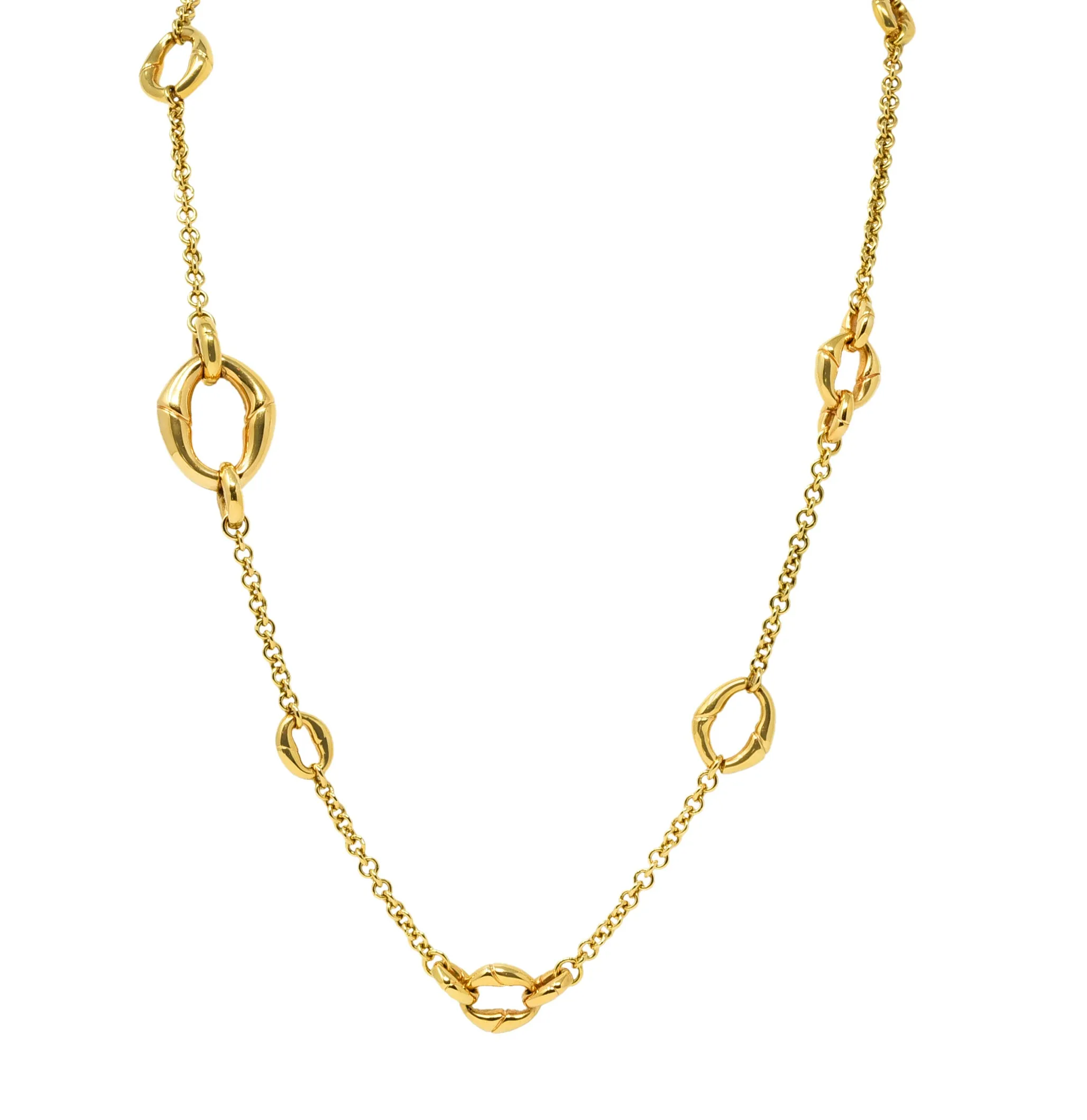 Gucci 18 Karat Gold Bamboo Link Station Necklace