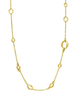 Gucci Contemporary 18 Karat Yellow Gold Bamboo Link Station Necklace