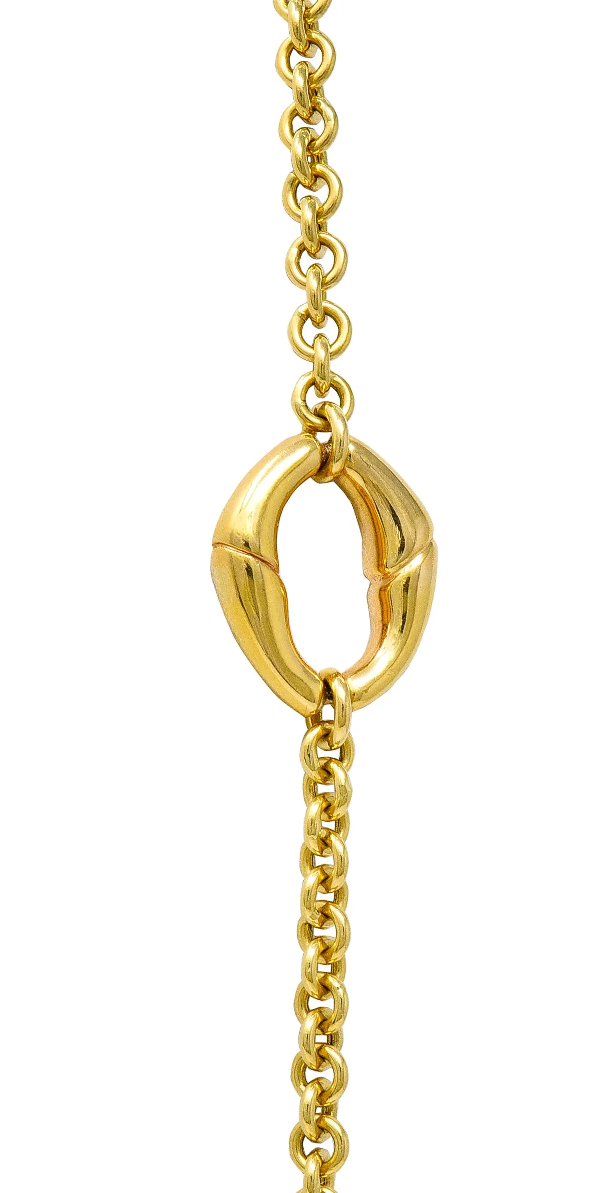 Gucci Contemporary 18 Karat Yellow Gold Bamboo Link Station Necklace