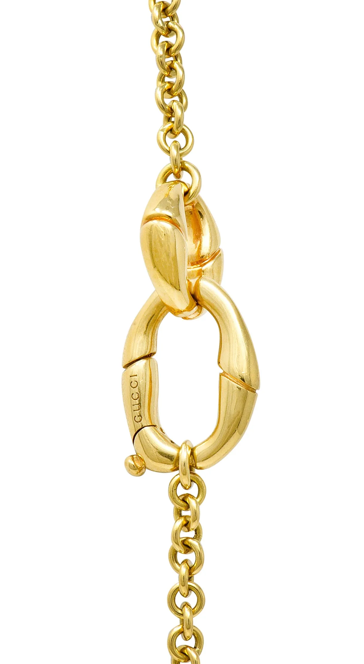 Gucci Contemporary 18 Karat Yellow Gold Bamboo Link Station Necklace