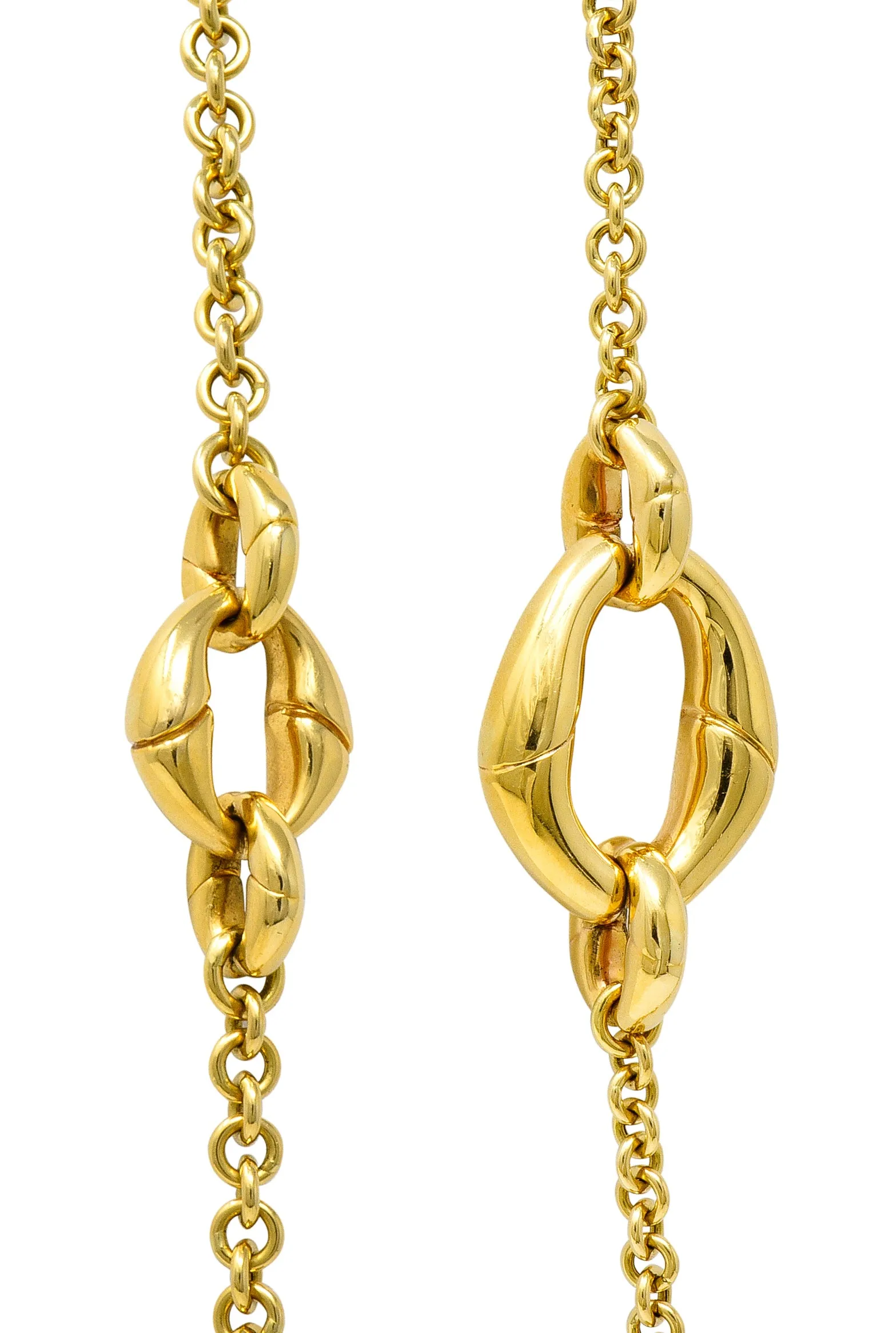 Gucci Contemporary 18 Karat Yellow Gold Bamboo Link Station Necklace