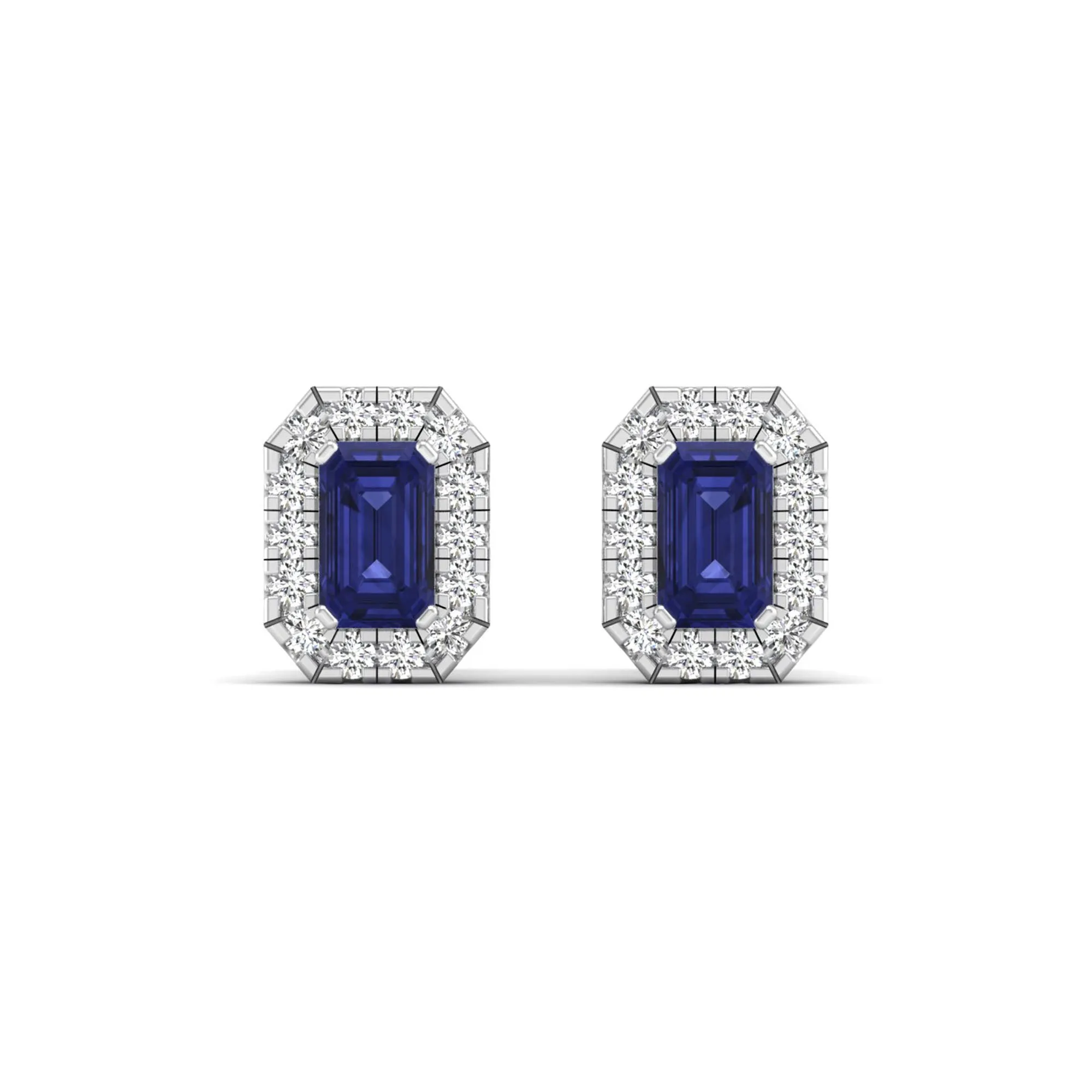Halo Tanzanite and Diamond Classic Stud Earrings